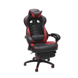 RESPAWN-110 Racing Style Gaming Chair - Reclining Ergonomic Leather Chair with Footrest, Rojo